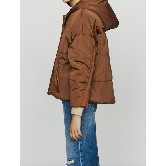 MAJE GUELI Cropped Brown Hooded Puffer - Picture 3 of 16